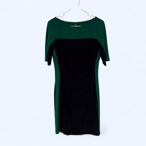 Chaps Two-Tone Green and Black Mini Dress